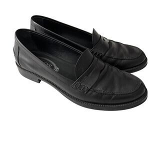 Tod's Black Penny Loafter Shoes Women Size 37 1/2